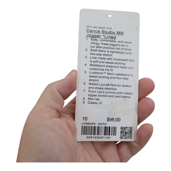 Lululemon Dance Studio Medium Rise Joggers Lined Size 10 White Opal NWT - Picture 4 of 10